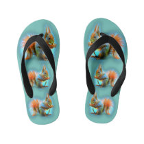 Squirrel in modern style kid's flip flops Squirrel in modern style kid's flip flops