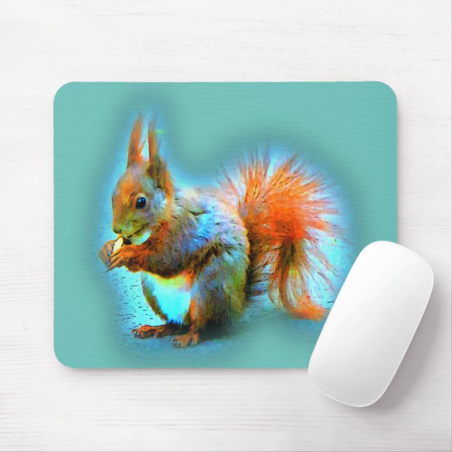 Squirrel in modern style mouse pad (With Mouse)