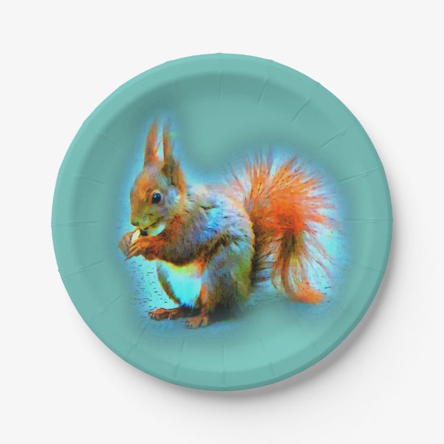 Squirrel in modern style paper plates (Front)
