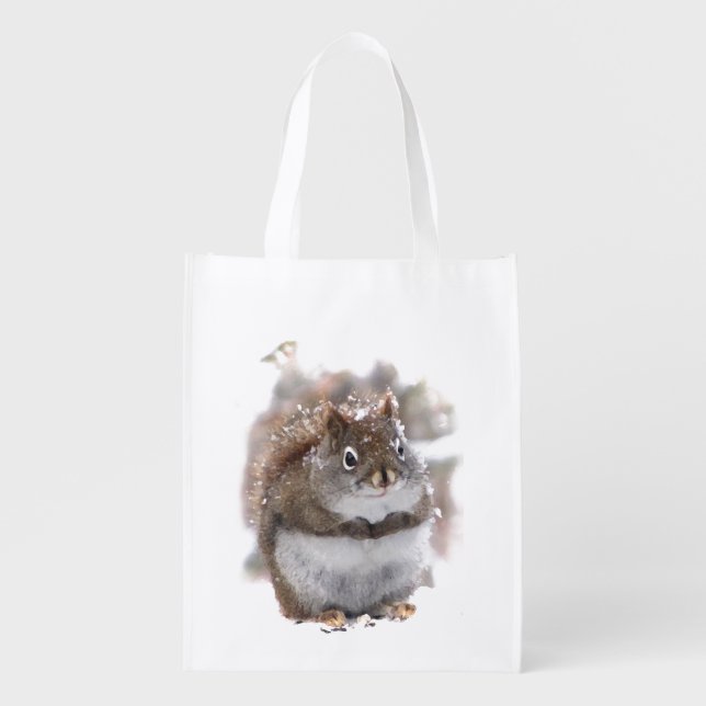 Squirrel in Snow Grocery Bag (Front)
