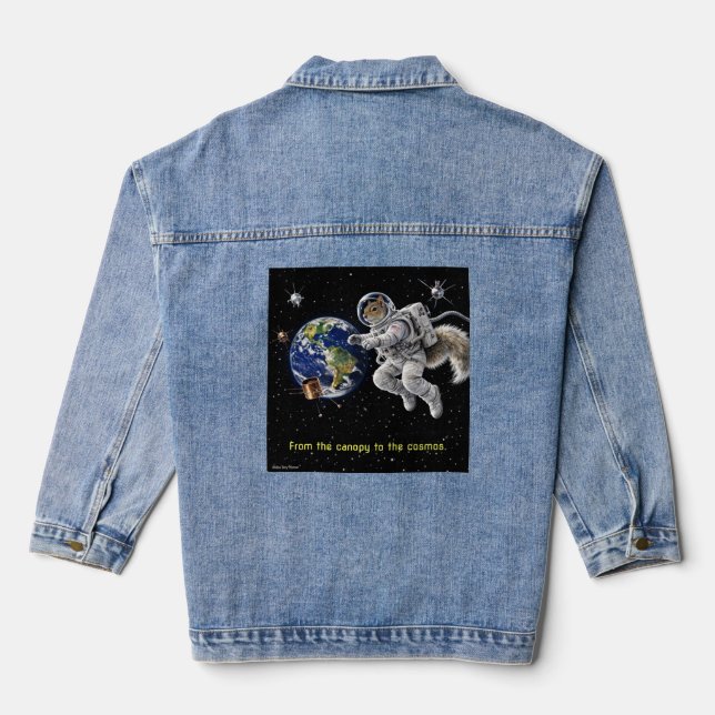 Squirrel in Space Denim Jacket (Back)
