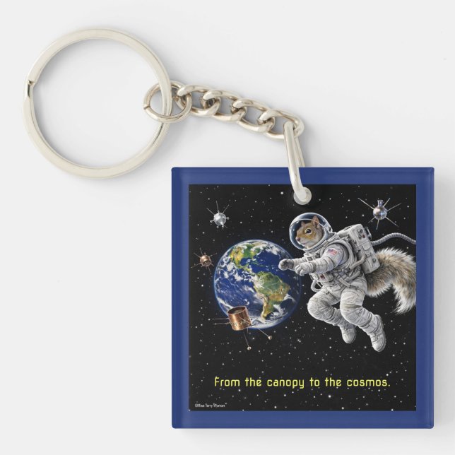 Squirrel in Space Keychain (Front)