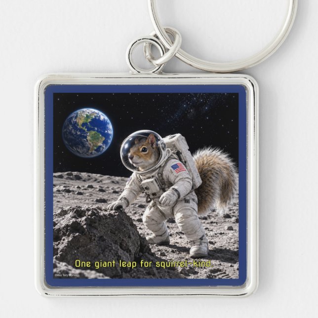 Squirrel in Space Keychain (Front)