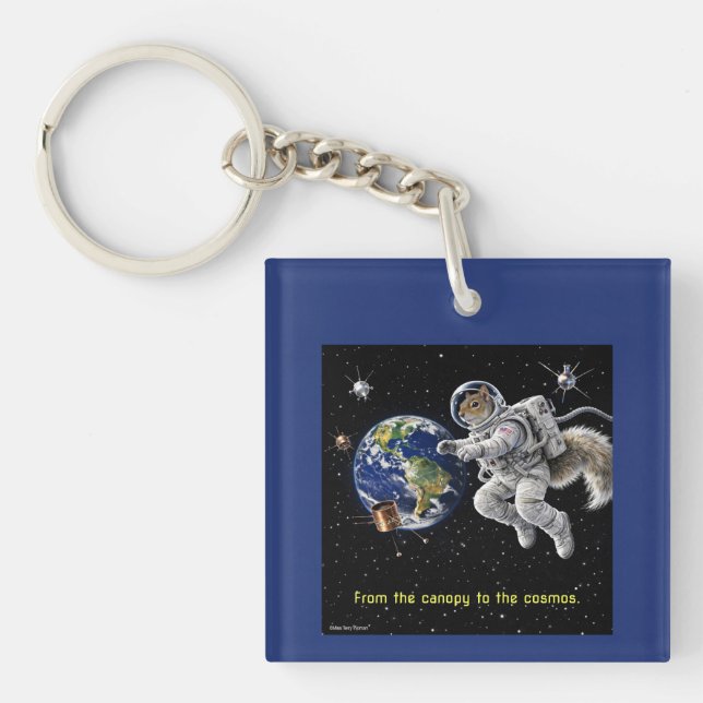 Squirrel in Space Keychain (Front)