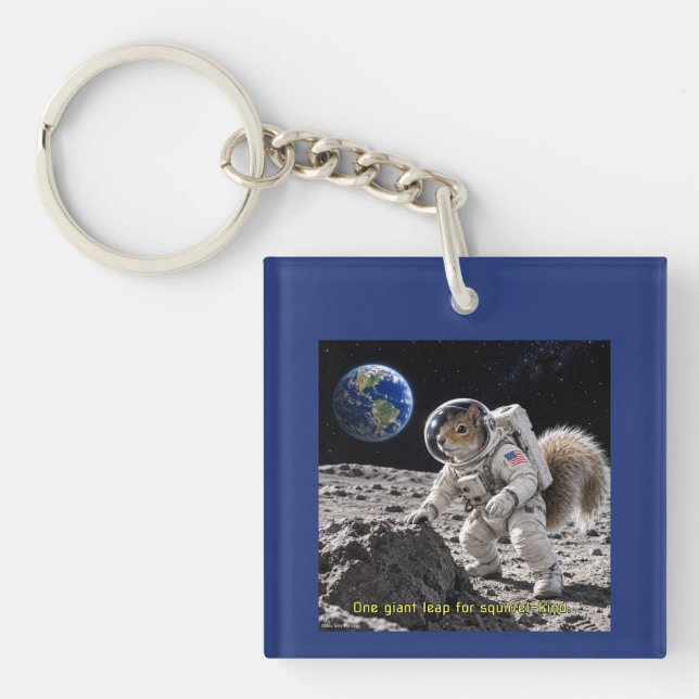 Squirrel in Space Keychain (Front)