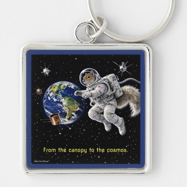 Squirrel in Space Keychain (Front)