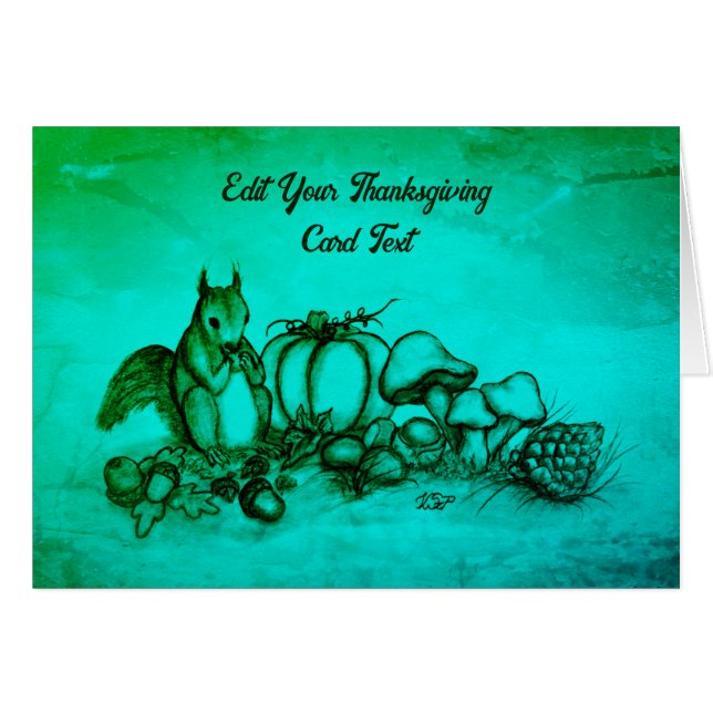 Squirrel in the Autumn , Happy Thanksgiving! (Front Horizontal)