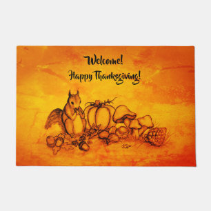 Squirrel in the Autumn , Happy Thanksgiving! Doormat