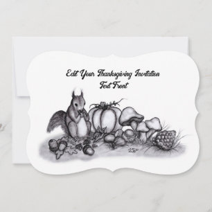 Squirrel in the Autumn , Happy Thanksgiving! Invitation