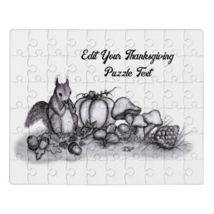 Squirrel in the Autumn , Happy Thanksgiving! Jigsaw Puzzle