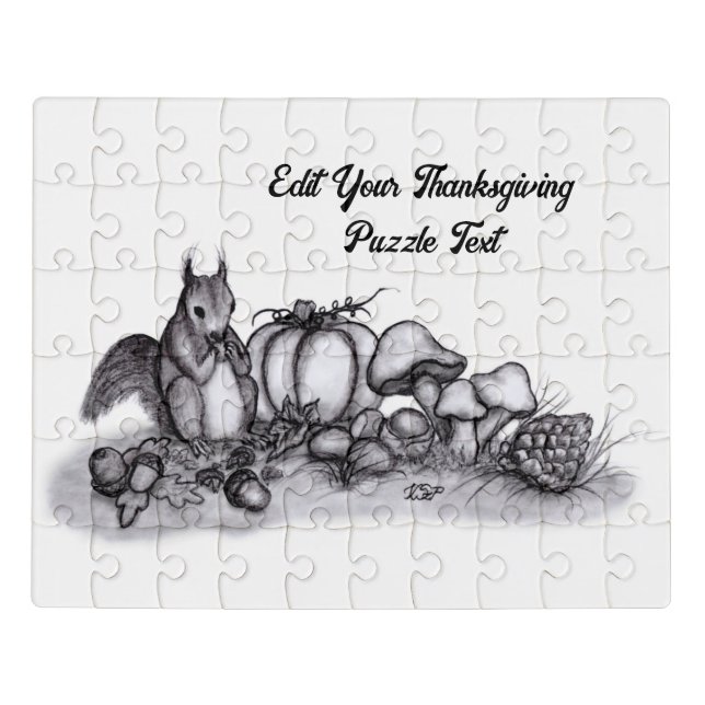 Squirrel in the Autumn , Happy Thanksgiving! Jigsaw Puzzle (Puzzle Horizontal)