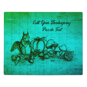 Squirrel in the Autumn , Happy Thanksgiving! Jigsaw Puzzle