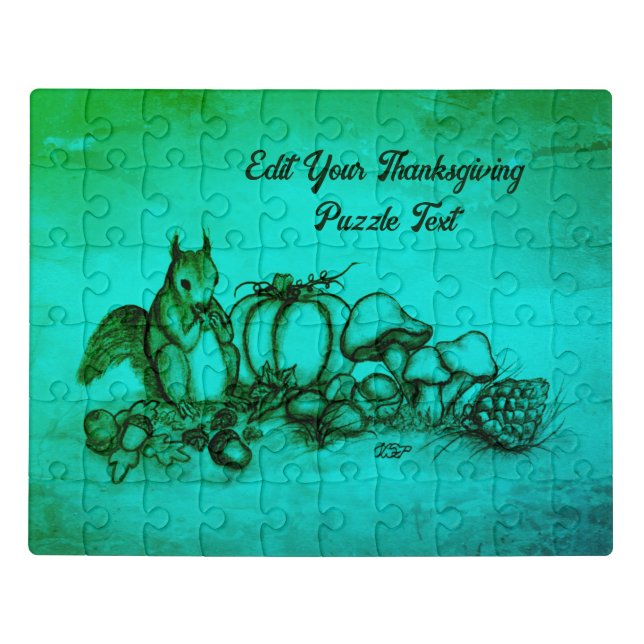 Squirrel in the Autumn , Happy Thanksgiving! Jigsaw Puzzle (Puzzle Horizontal)