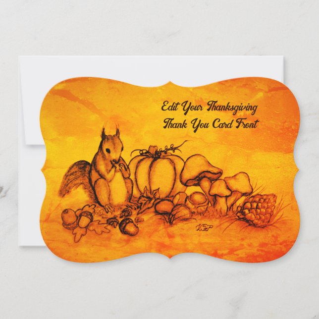 Squirrel in the Autumn , Happy Thanksgiving! Thank You Card (Front)