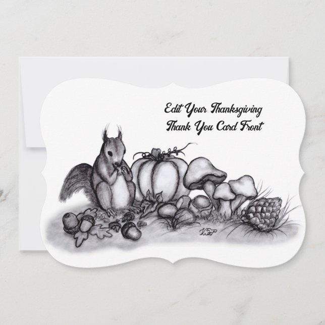 Squirrel in the Autumn , Happy Thanksgiving! Thank You Card (Front)