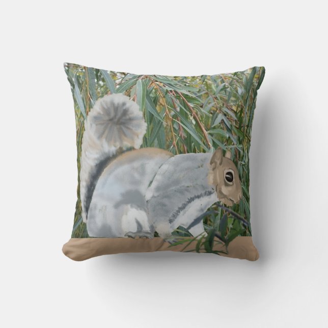 Squirrel in the Countryside  Throw Pillow (Front)