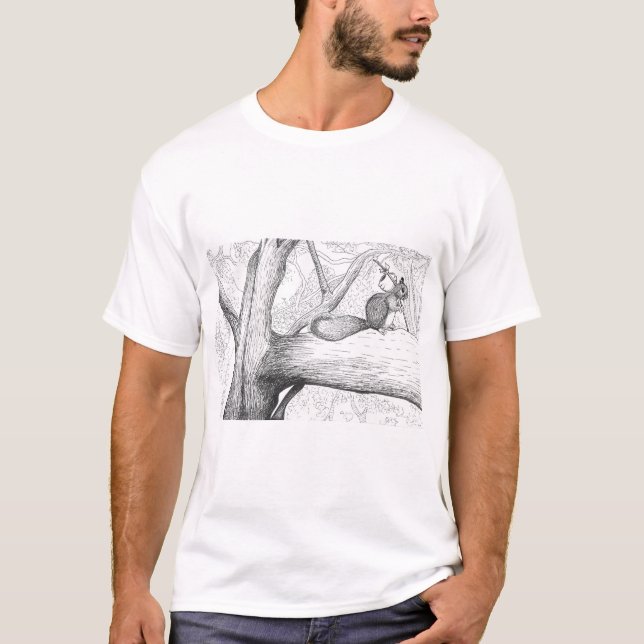 Squirrel in the forest printed T-Shirt (Front)