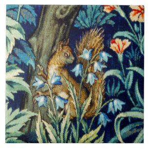 Squirrel in the forest, William Morris Ceramic Tile