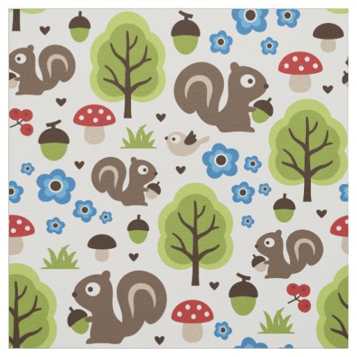 Squirrel in The Oak Forest Pattern Fabric