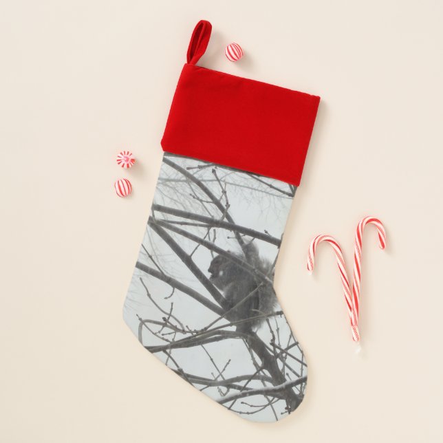 Squirrel in the Snow Christmas Stocking (Front)