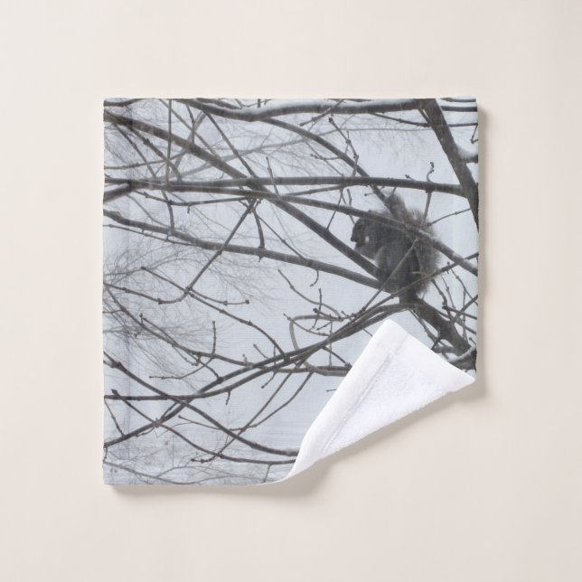 Squirrel in the Snow Washcloth (Wash Cloth)