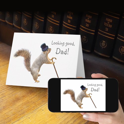 Squirrel in Top Hat Fathers Day Card