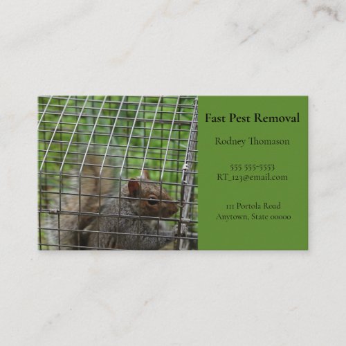 Squirrel in trap business card