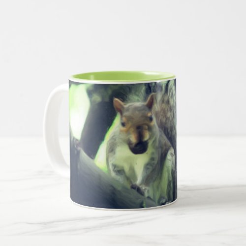 Squirrel In Tree Animal Art Personalized Two_Tone Coffee Mug