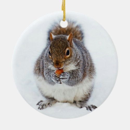 Squirrel in Winter Ceramic Ornament