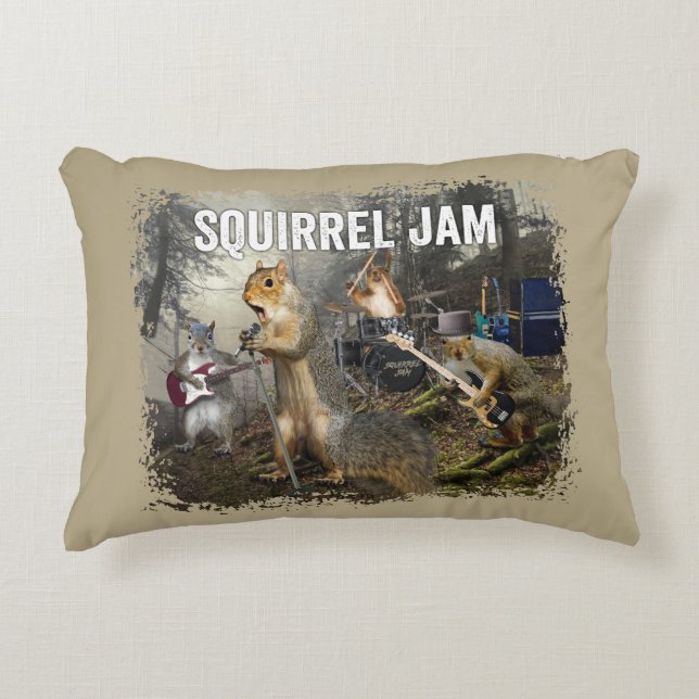 Squirrel Jam - funny rock band Accent Pillow (Front)