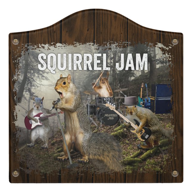 Squirrel Jam - funny rock band Door Sign (Large Crest Front)