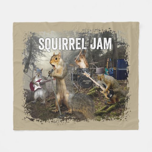Squirrel Jam _ funny rock band Fleece Blanket