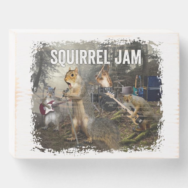 Squirrel Jam - funny rock band Wooden Box Sign (Front Horizontal)