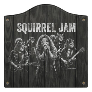 Squirrel Jam - Funny Vintage Rock Band Parody Door Sign