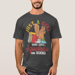 Squirrel Librarian Girls Forest Animal Book Lover T-Shirt