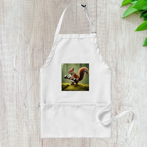 Squirrel Lifting Weights Adult Apron