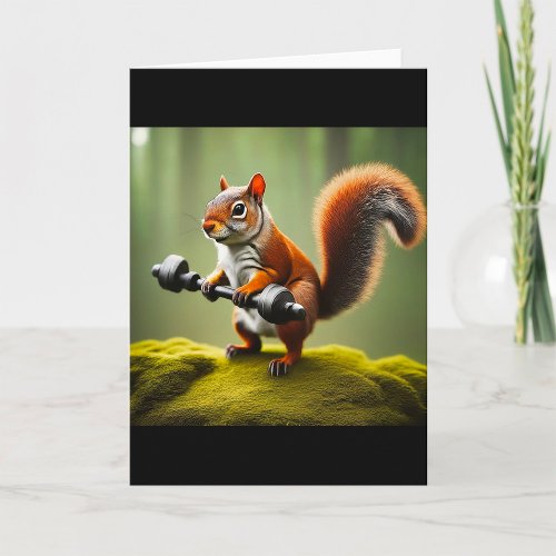 Squirrel Lifting Weights Card