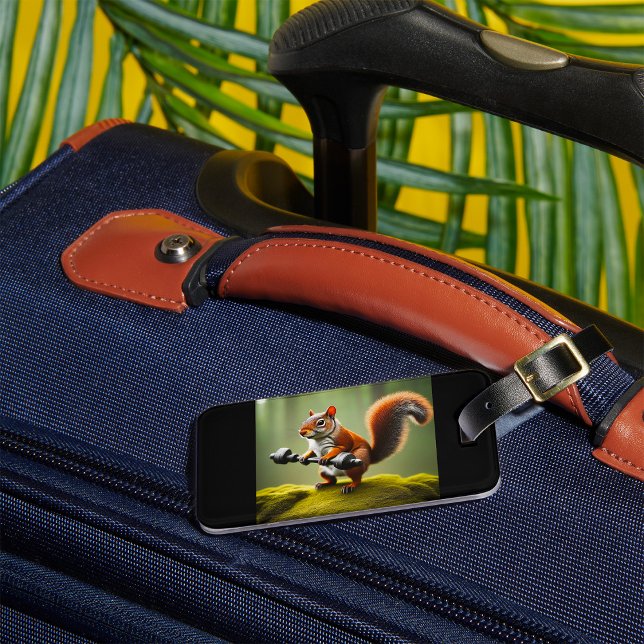 Squirrel Lifting Weights Luggage Tag (Creator Uploaded)