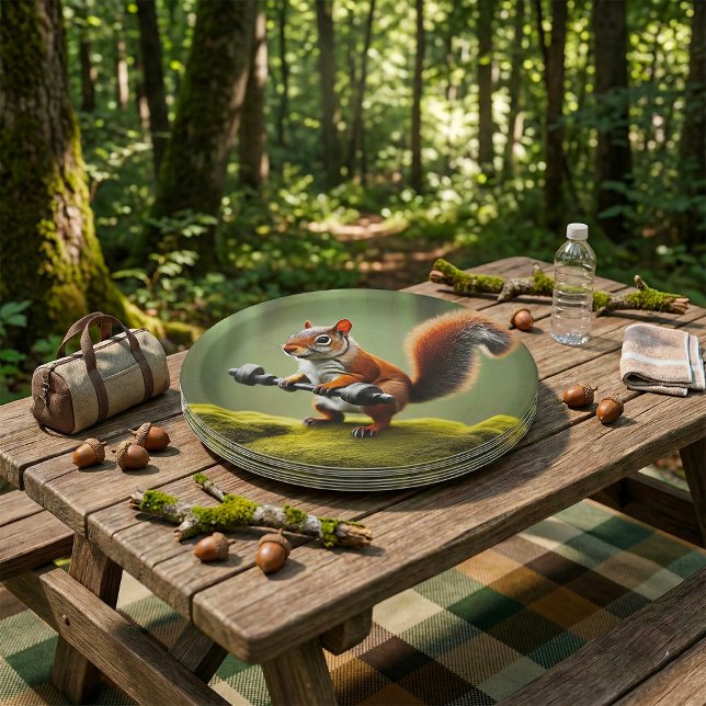 Squirrel Lifting Weights Paper Plates (Creator Uploaded)