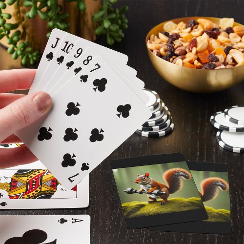 Squirrel Lifting Weights Poker Cards