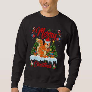 Squirrel Lights Xmas Tree Santa Squirrel Christmas Sweatshirt