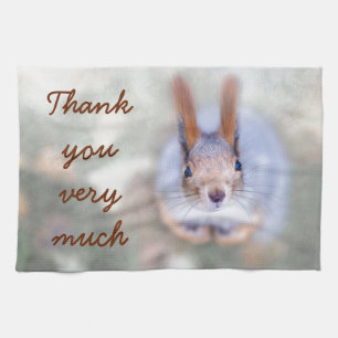 Squirrel looks at you from the bottom up kitchen towel