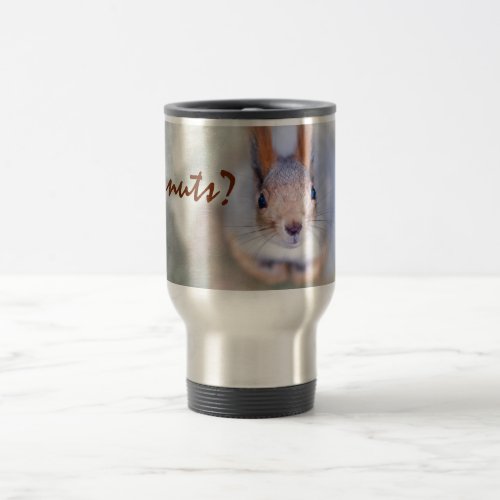 Squirrel looks at you from the bottom up travel mug