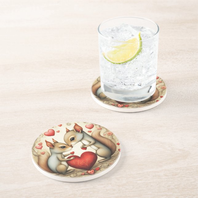 Squirrel Love 1 Coaster (Side)