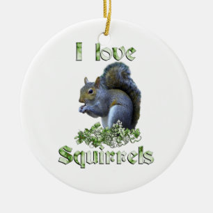 Squirrel Love Ceramic Ornament