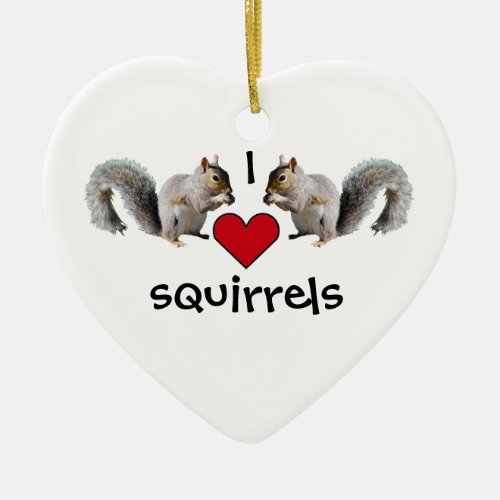 Squirrel Love Ceramic Ornament
