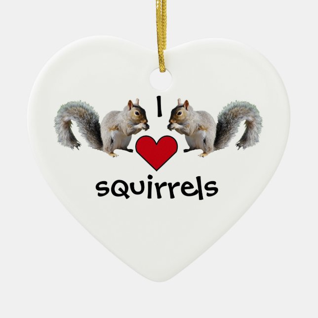 Squirrel Love Ceramic Ornament (Front)