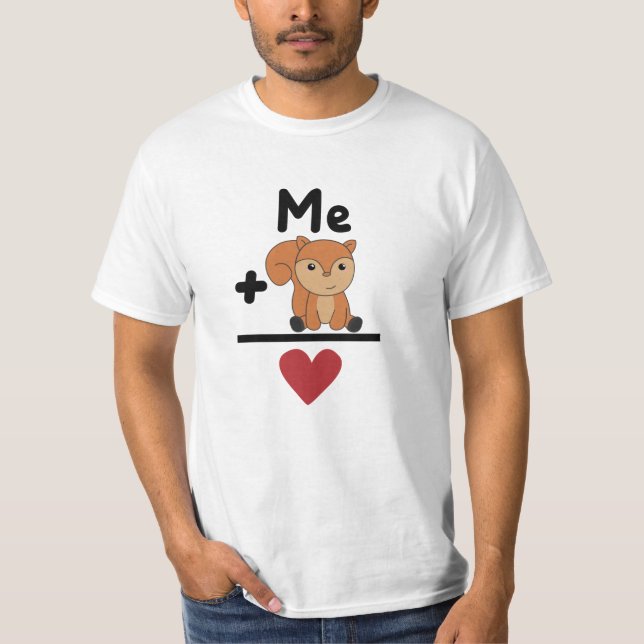 Squirrel Love Equation Forest Animals Heart T-Shirt (Front)