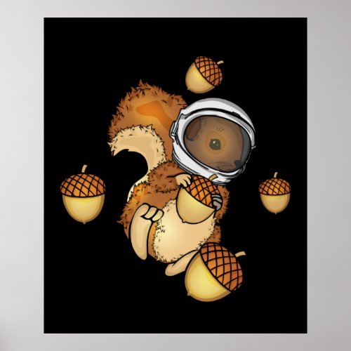 Squirrel Lover Astronaut Gift Kids Space Squirrel Poster