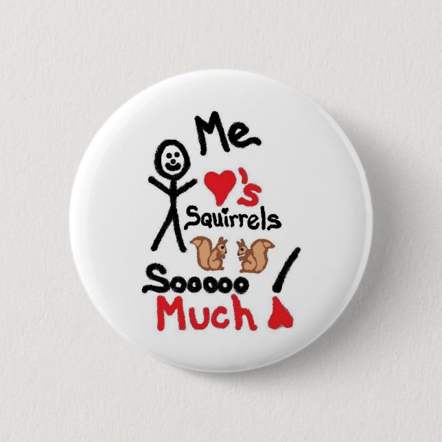 Squirrel Lover Cartoon Pinback Button (Front)